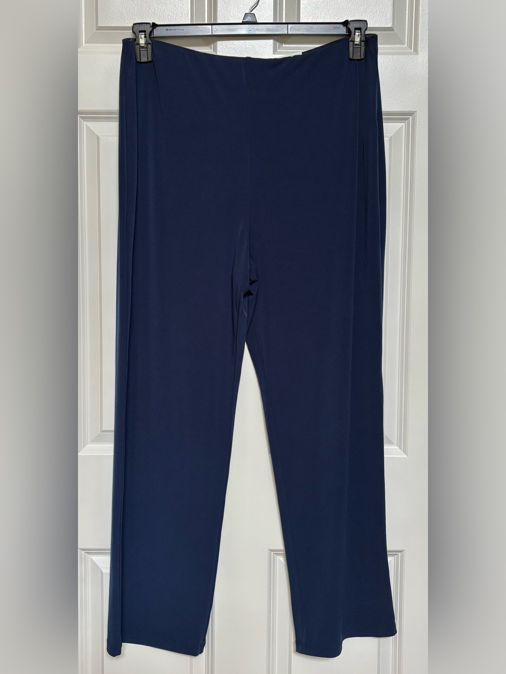 JM Collection Navy Straight-Leg Stretch Pants